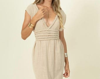 Vestido de diosa para vacaciones, vestido largo de diosa con lazo en la espalda para boda en la playa, escapada tropical.