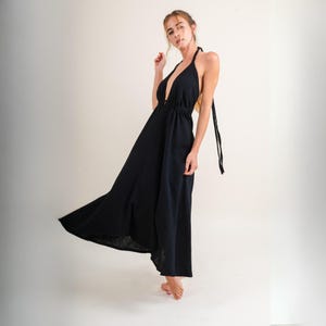 Robe de déesse en coton bio : longue bohème dos nu - Fait main à Tulum
