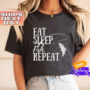 Eat Sleep Fish Repeat Shirt | Fishing Lovers | Bass Fishing | Boat Shirt | Boat House Shirt | Fishing Shirt | I Heart Fishing | Men&#39;s Shirt