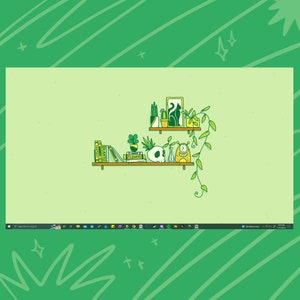 Desktop Wallpapers | Cute Plant Shelf Illustration | Illustrated Desktop Wallpapers | Plant Shelf Art | Digital Download