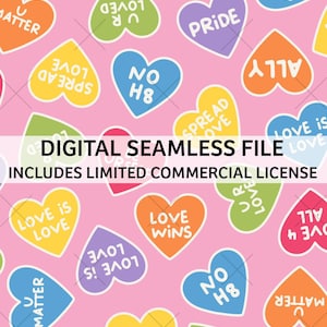 lgbtq pride talking hearts - pink - seamless pattern file - limited commercial use included - instant download file