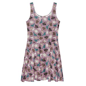 nerdy skater dress Grey tabletop tabby dice cat nerdy DND roleplay Skater Dress
