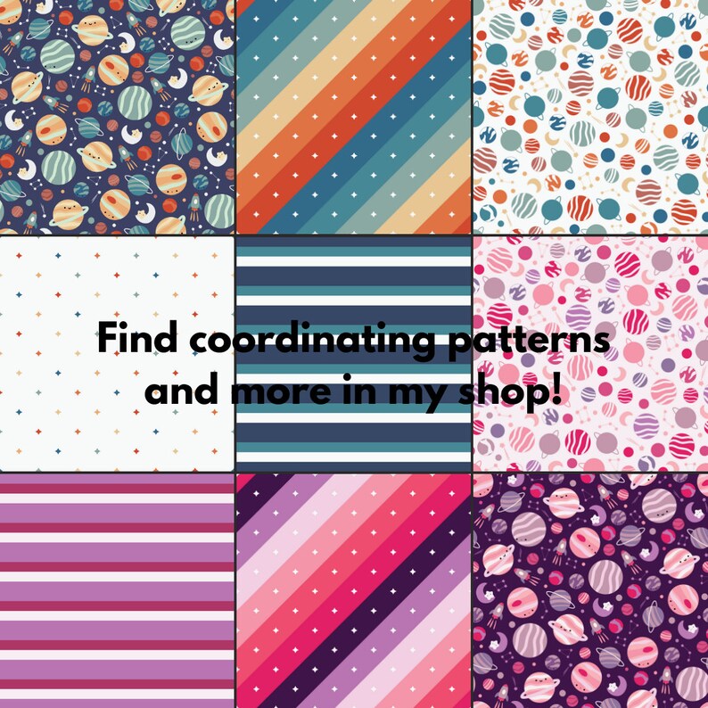 Outer Space Blue / Digital Seamless Pattern / Cuter Space