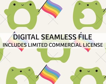 Ranas con la bandera del orgullo - lindo patrón sin costuras LGBTQ kawaii - uso comercial limitado incluido - archivo de descarga instantánea