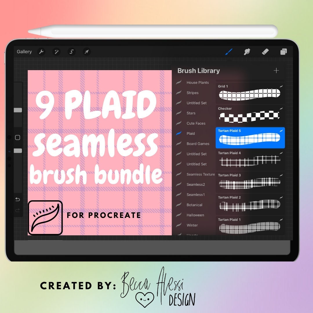 9 Seamless PLAID Pattern Brushes for Procreate Etsy