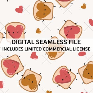kawaii peanut butter and jelly - seamless pattern file - limited commercial use included - instant download digital file