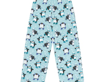 Ice Skating Penguins Unisex Lounge Pants // Icy Blue