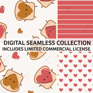 kawaii peanut butter and jelly set- seamless pattern file with coordinates - limited commercial use included - instant download digital file