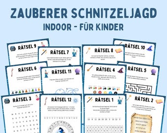 Wizard scavenger hunt for kids, indoor puzzle game to print, magical treasure hunt for birthday party, scavenger hunt PDF to print