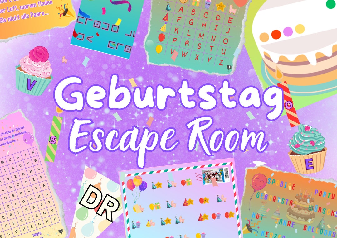 Escape Room Spiel für Geburtstag, Schnitzeljagd Vorlage PDF, Ideal für