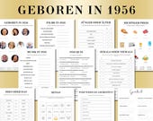 70 Geburtstagsspiel Geboren in 1956 Spiele Bundle | Druckbares 70 Jahre Geburtstag Party Spiel | 1956 Geburtstag Quiz Spiel, Bingo, Quiz
