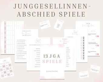 Junggesellinnenabschied Spiele für Frauen, bearbeitbare JGA Spiele, personalisierbares JGA Spiel, Brautparty Spiel PDF A4