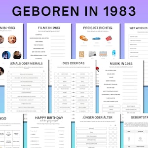 41 Birthday Game Born in 1983 Games Bundle | Printable 41 Years Birthday Party Game | 1983 Birthday Quiz Game, Bingo, Quiz