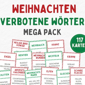 Weihnachten Party Spiel, 117 Karten, Familien Party Spiel, druckbares Weihnachtsfeier Spiel, lustiges Weihnachtsspiel in PDF