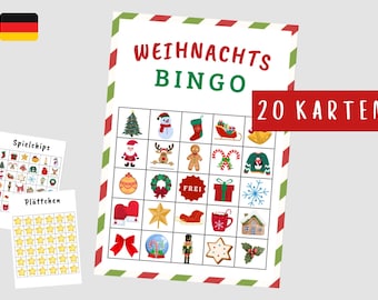 Christmas Bingo Game, Christmas Activity for Family, Game for Christmas Party, Christmas Party Game, Fun Christmas Game in PDF