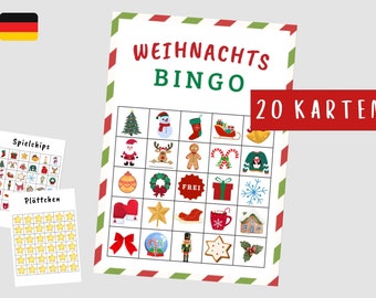 Juego de Bingo Navideño, Actividad Navideña para Familia, Juego para Fiesta Navideña, Juego de Fiesta Navideña, Divertido Juego Navideño en PDF