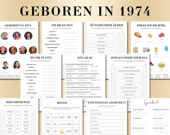 51 Birthday Game Born in 1974 Games Bundle | Printable 51 Years Birthday Party Game | 1974 Birthday Quiz Game, Bingo, Quiz