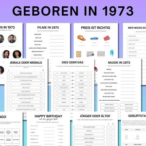 51 Birthday Game Born in 1973 Games Bundle | Printable 51 Years Birthday Party Game | 1973 Birthday Quiz Game, Bingo, Quiz