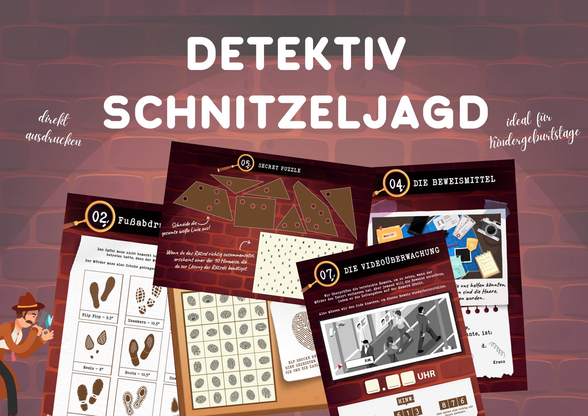 Crime treasure hunt for children, detective scavenger hunt to print, children's escape room, detective children's birthday idea, puzzle as PDF
