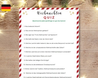 Weihnachten Quiz Spiel, Rätselspiel für Weihnachten, Weihnachten Familienaktivität, Weihnachtsfeier Spiel Kinder und Erwachsene