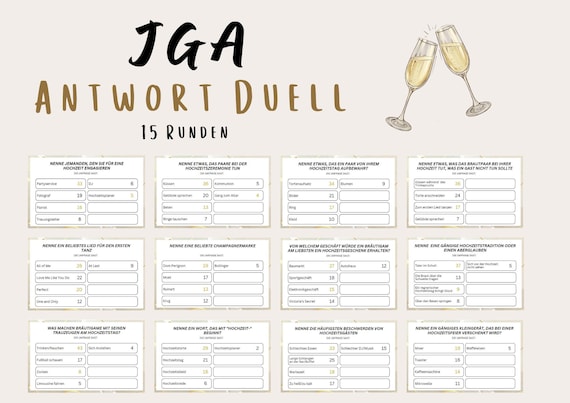 JGA Spiel Frauen - lustiges Partyspiel, JGA Spiel mit 15 Runden, Junggesellinnenabschied-Spiel, Brautparty, Hochzeitsspiel