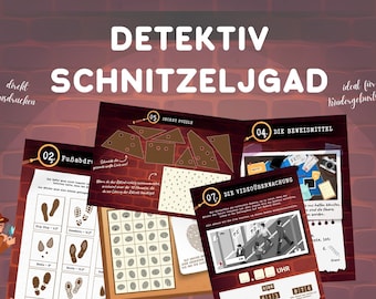 Krimi Schatzsuche für Kinder, Detektiv Schnitzeljagd zum Ausdrucken, Kinder Escape Room, Detektiv Kindergeburtstag Idee, Rätsel als PDF