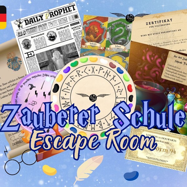 Escape Room für Kinder Zauberer, Schnitzeljagd Vorlage als PDF, Ideal für Kindergeburtstage, Aufgaben, Rätsel zum Ausdrucken deutsch