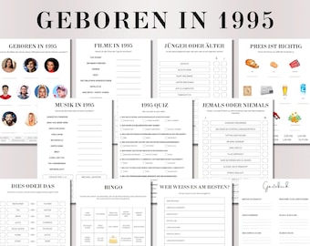 31st Birthday Game Born in 1995 Games Bundle | Printable 31st Birthday Party Game | 1994 Birthday Quiz Game, Bingo, Quiz