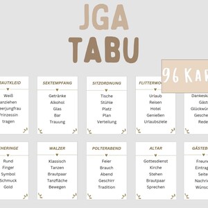 Junggesellenabschied Spiel Tabu Karten, JGA Tabu Spiel, Junggesellinnenabschied Frauen Spiel, Sofort-Download PDF Bild 1