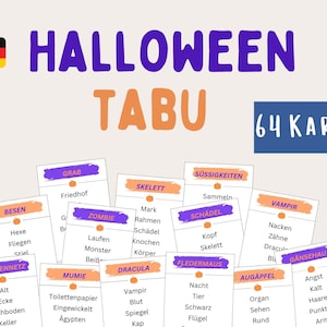 Halloween Tabu Spiel, Halloweenparty Spiel, Familien Halloween Party Spiel, Halloween Aktivität für Kinder und Erwachsene