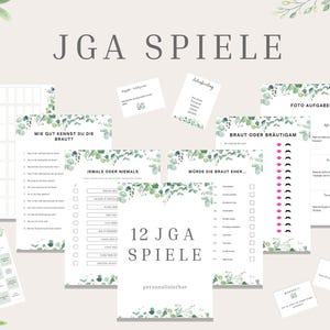 JGA Spiele Set für Frauen, 12 editierbare JGA Spiele, personalisierbares Junggesellinnenabschied Spiel, Brautparty, Vorlage in DIN A4