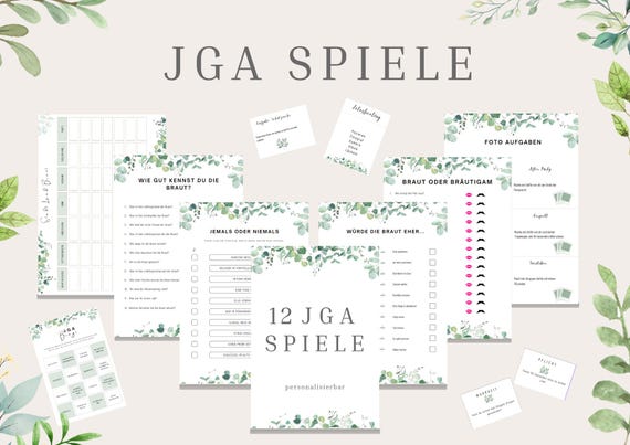 JGA Spiele Set für Frauen, 12 editierbare JGA Spiele, personalisierbares Junggesellinnenabschied Spiel, Brautparty, Vorlage in DIN A4