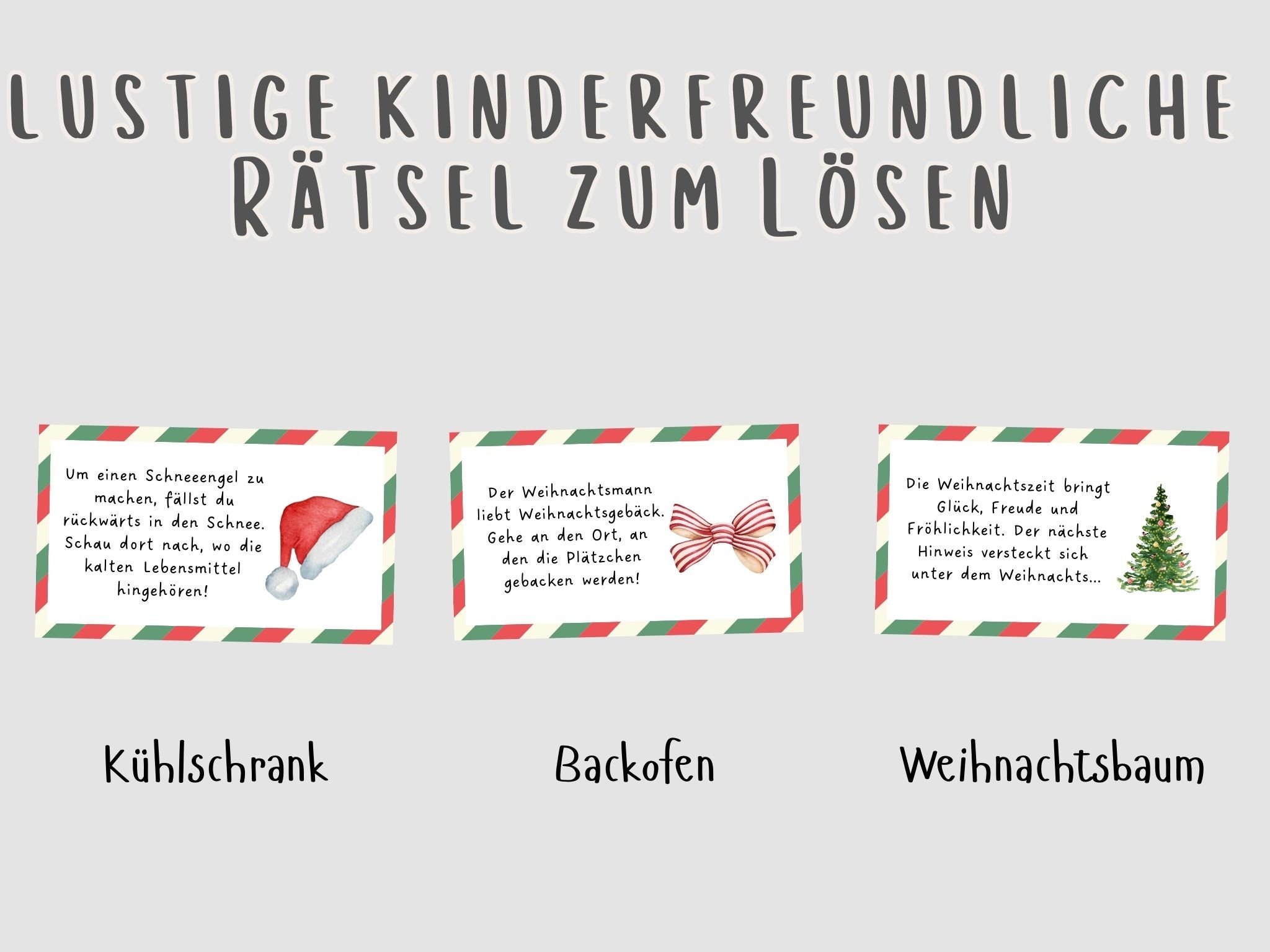 Weihnachten Schnitzeljagd für Kinder, Zuhause Schatzsuche, Vorlage als