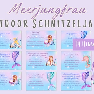 Treasure hunt for girls, in the garden, mermaid scavenger hunt outdoors, scavenger hunt to print PDF, scavenger hunt for children&#39;s birthdays