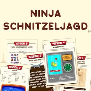 Ninja scavenger hunt for kids, treasure hunt for kids, children's birthday party idea, escape room for kids, puzzles and questions PDF