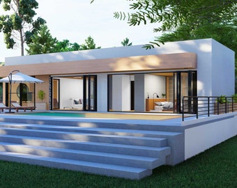 6x16 Meters Modern House FLOORPLAN | 2 Bedrooms House Plan | Modern Small House | 1 Story House