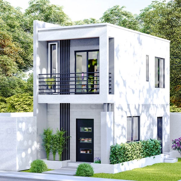 4x7 Meters Small House FLOORPLAN | 2 Bedrooms House Plan | Modern Small House | 2 Story House