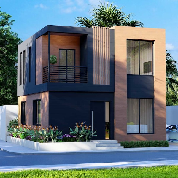 7x8 Meters Small House FLOORPLAN | 3 Bedrooms House Plan | Modern Small House | 2 Story House