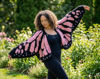 Monarch Butterfly Cardigan Crochet Pattern | Oversized Wing Sweater (Digital Download)