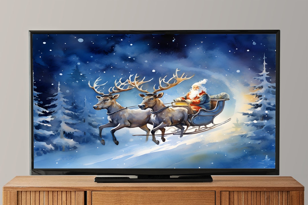 8K Santa Claus's Sleigh Samsung Frame TV Art Christmas Etsy