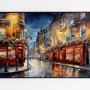 Acquerello di pub irlandese, decorazione murale stampabile in Irlanda, stampa digitale di pub realistici di Dublino di notte, download immediato di souvenir