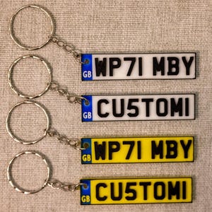 3D Printed Mini Custom Number Plate Keyring Personalised License Plate Keychain with Country Flag Plate Colour Car Gift Bag Tag Funny Gift