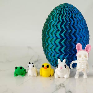 3D-printat påskägg med drakfjäll - Mystiska minidjursleksaker inuti - Återanvändbar påskgåva, unik chokladfri överraskning för barn - Påsk