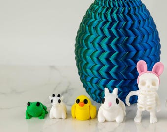 3D Printed Dragon Scale Easter Egg - Mystery Mini Animal Toys Inside - Reusable Easter Gift, Unique Non-Chocolate Surprise for Kids - Easter