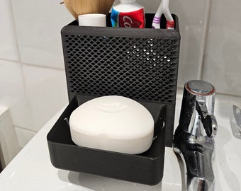 Handmade Wall Mount Bathroom Organizer: Toothbrush, Soap & Hairbrush Holder