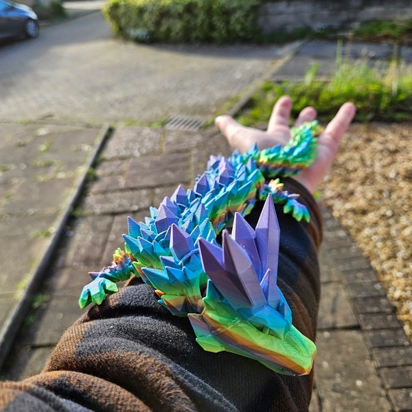 Articulated Crystal Dragon 3D Printed High Quality | Flexible Fidget Toy | Choose Your Colour | S/M/L Sizes