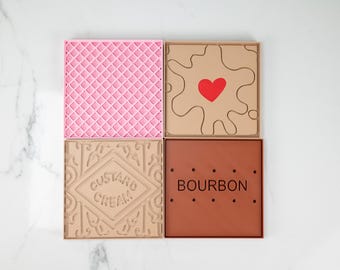 British Biscuit Untersetzer Set: 3D Gedruckte Tea-Time Leckereien