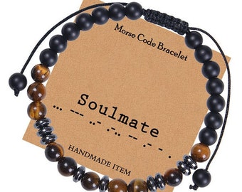 Morse Code Bracelet SOULMATE Gift Boho Bracelet Men Women Anniversary Birthday