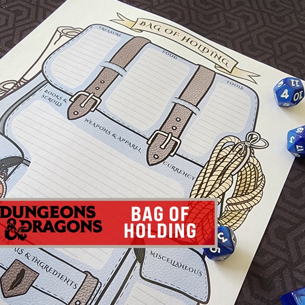 DnD Bag of Holding (Practical Inventory Sheet) - 5th Edition