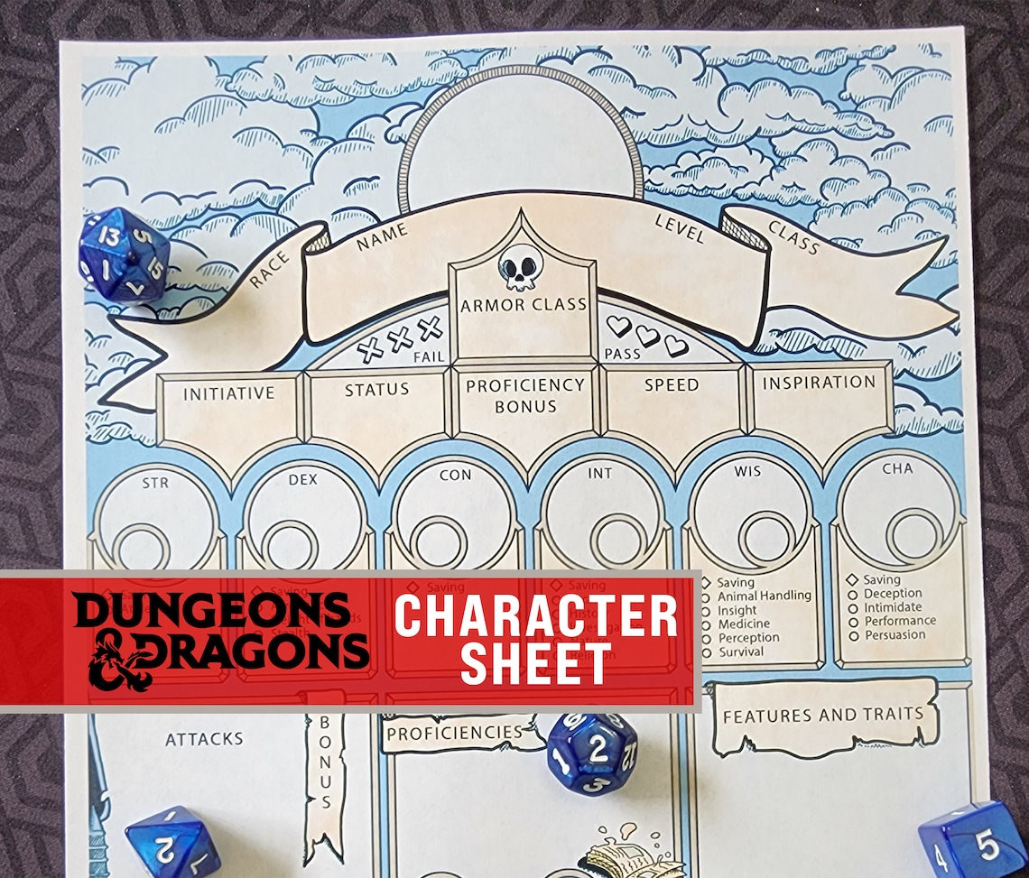 Dnd Character Sheet Simple Campaign 5th Edition - Etsy